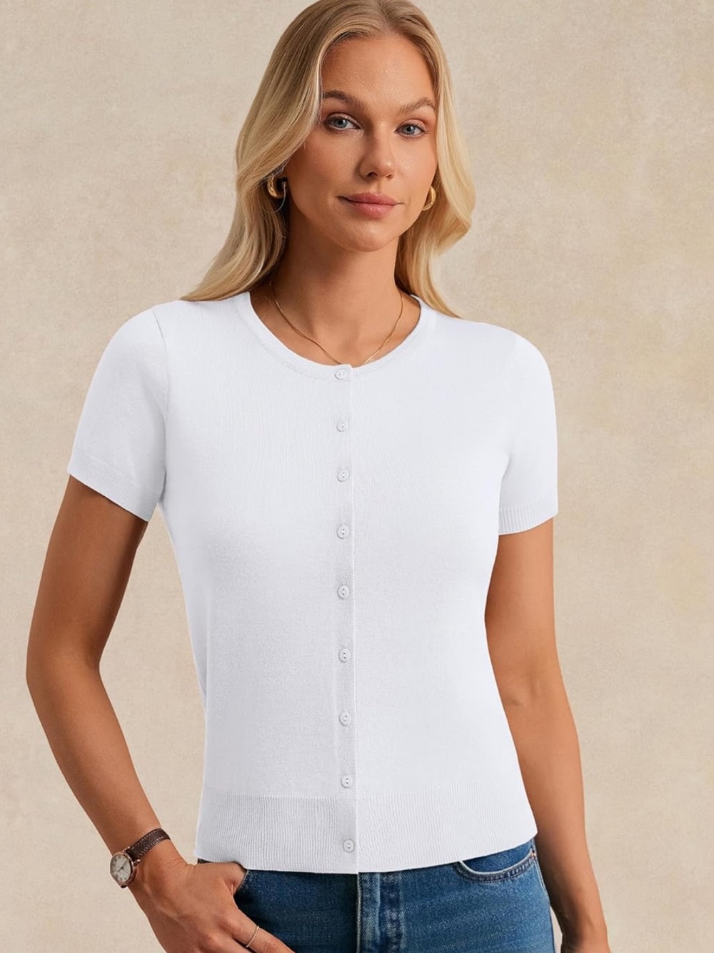 Soft Short Sleeve Button Lightweight Cardigan Top Size M NWT - Picture 4 of 10